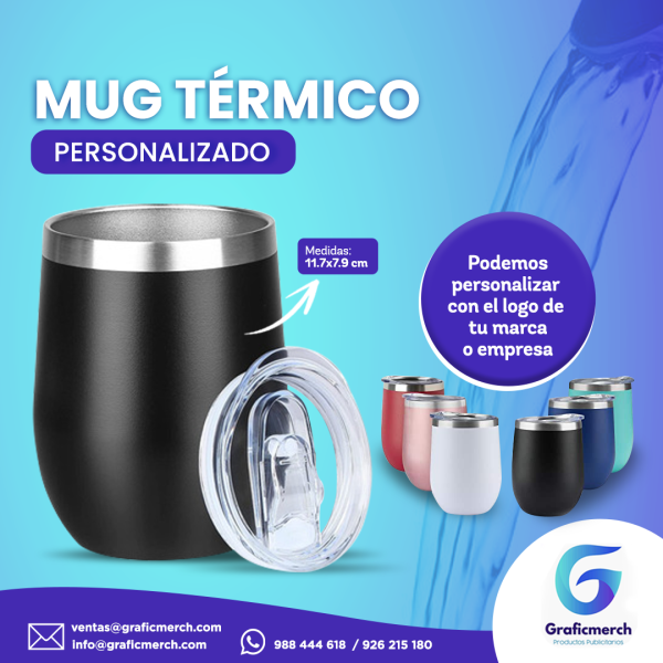 Mug térmico publicitario impreso a 1 color